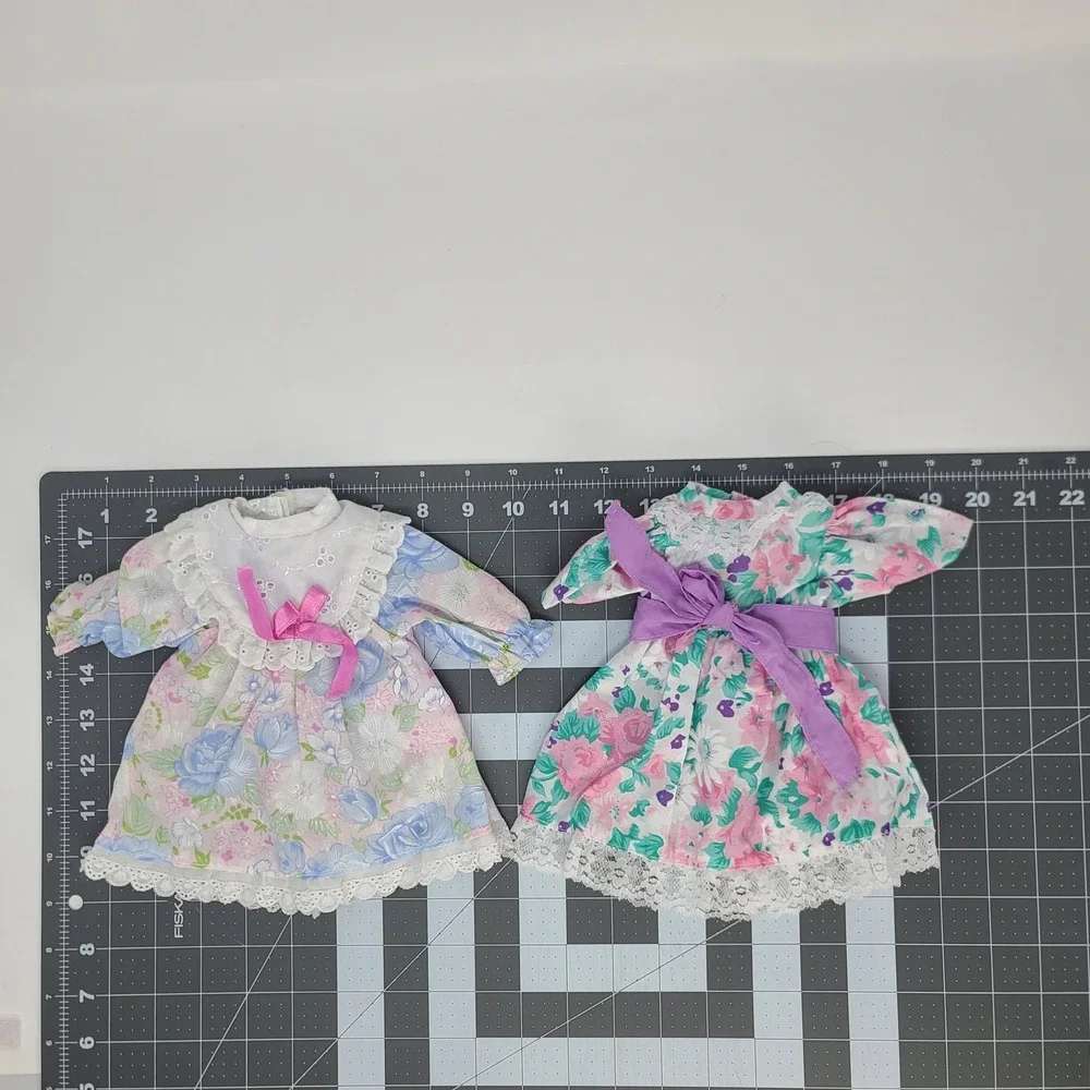 Vintage Doll Clothes for Cabbage Patch Kids Lot of 2 Floral Lace Dresses Pink